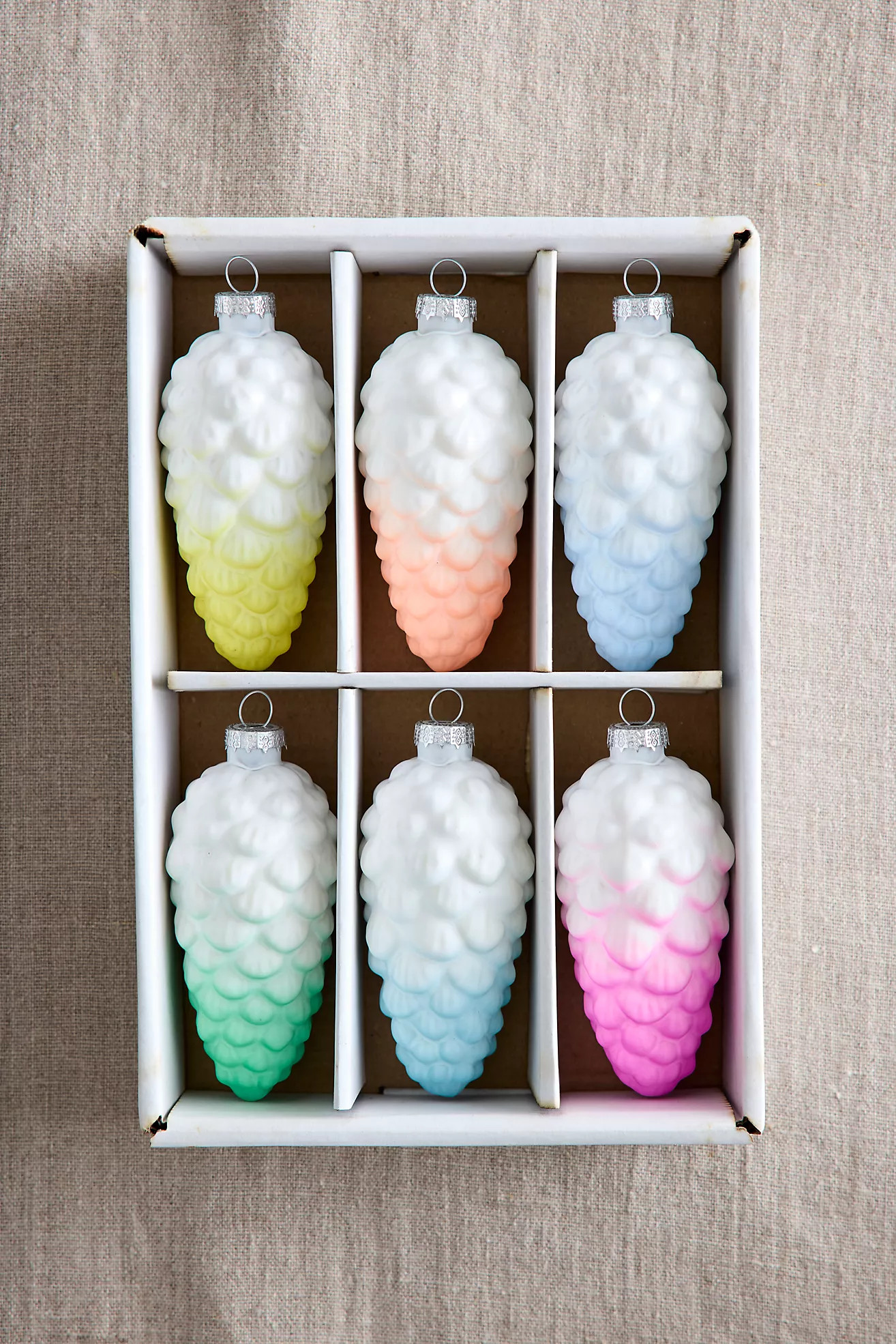 Ombre Pinecone Glass Ornaments, Set of 6 | Terrain