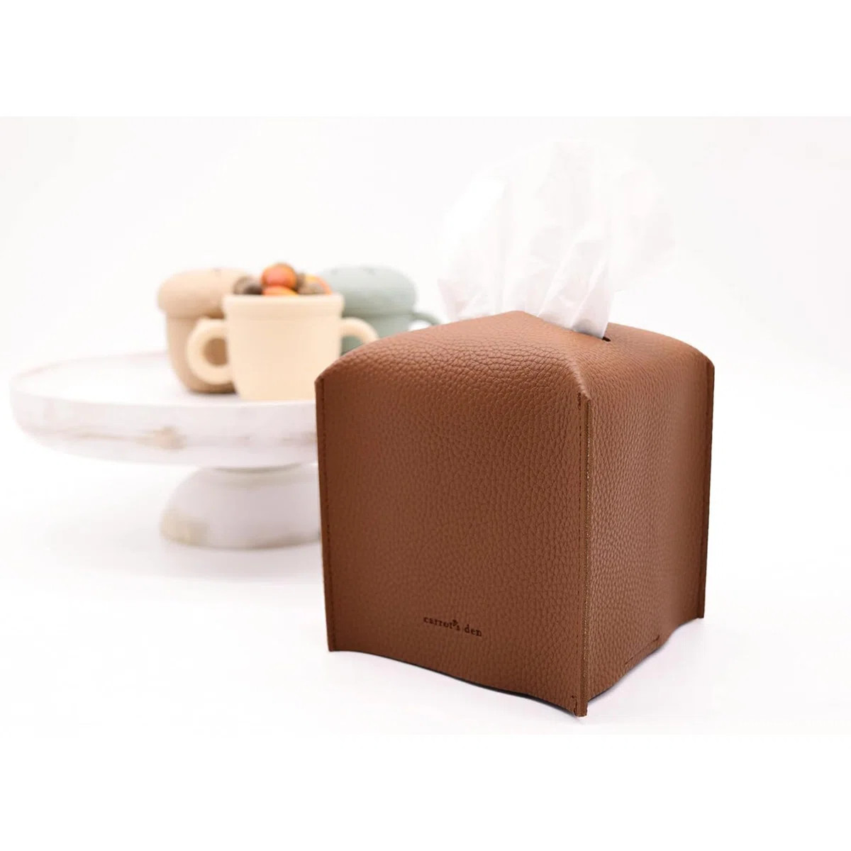 Tissue Box Cover Holder Square With Bottom Belt By  PU Leather Decorative Organizer For Tabletop ... | Wayfair North America