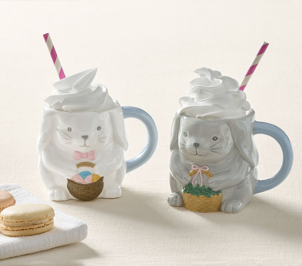 Rifle Paper Co. Easter Ceramic Kid Bunny Mugs, Set of 2 | Pottery Barn Kids