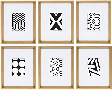 Kate and Laurel Calter 6 Framed Modern Black and White Geometric Abstract Art Prints, Gold | Amazon (US)