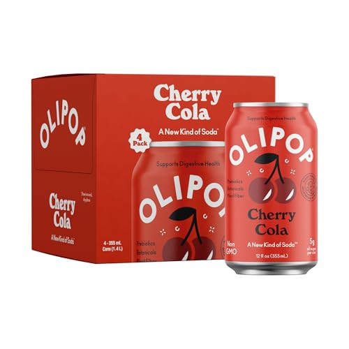 OLIPOP Prebiotic Soda Pop, Cherry Cola, Prebiotics, Botanicals, Plant Fiber, 12 fl oz (4 Cans) | Amazon (US)