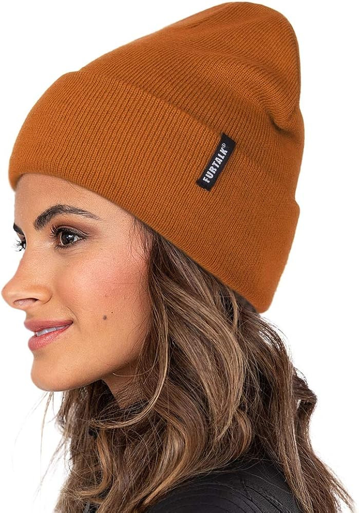 Womens Knit Beanie Hat Acrylic Winter Hats for Women Men Soft Warm Unisex Cuffed Beanie | Amazon (US)