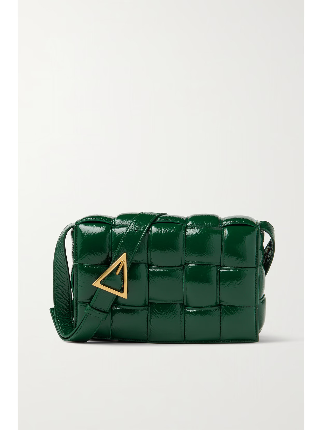 Bottega Veneta - Cassette Padded Intrecciato Patent-leather Shoulder Bag - Green | NET-A-PORTER (UK & EU)