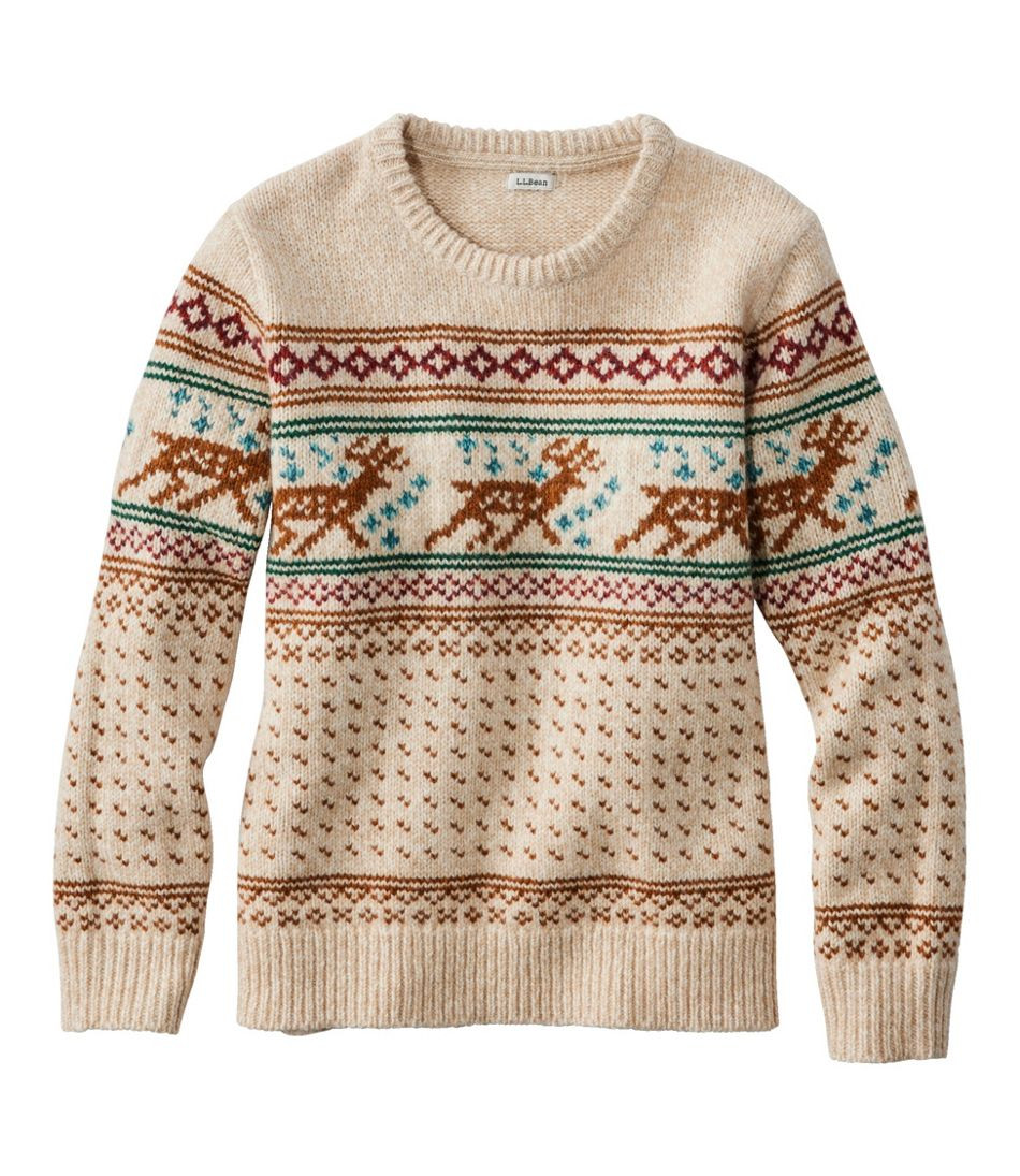 Women's Bean's Classic Ragg Wool Crewneck Intarsia Sweater | L.L. Bean