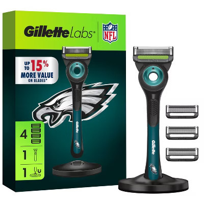GilletteLabs + NFL Special Edition Philadelphia Eagles Men's Razor with 4 Razor Blade Refills and Magnetic Stand: Including Whole Body | Target