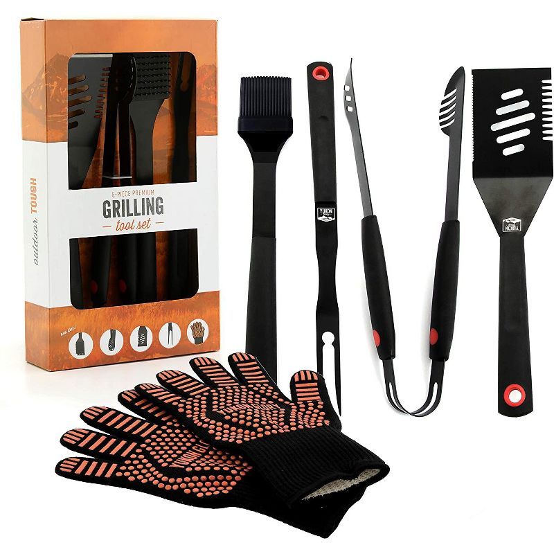 Yukon Glory Signature Edition 5 Piece Grilling Tools Set, Matte-Black Durable Stainless Steel BBQ... | Target