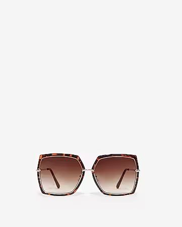 Gold Tortoiseshell Square Rim Sunglasses | Express