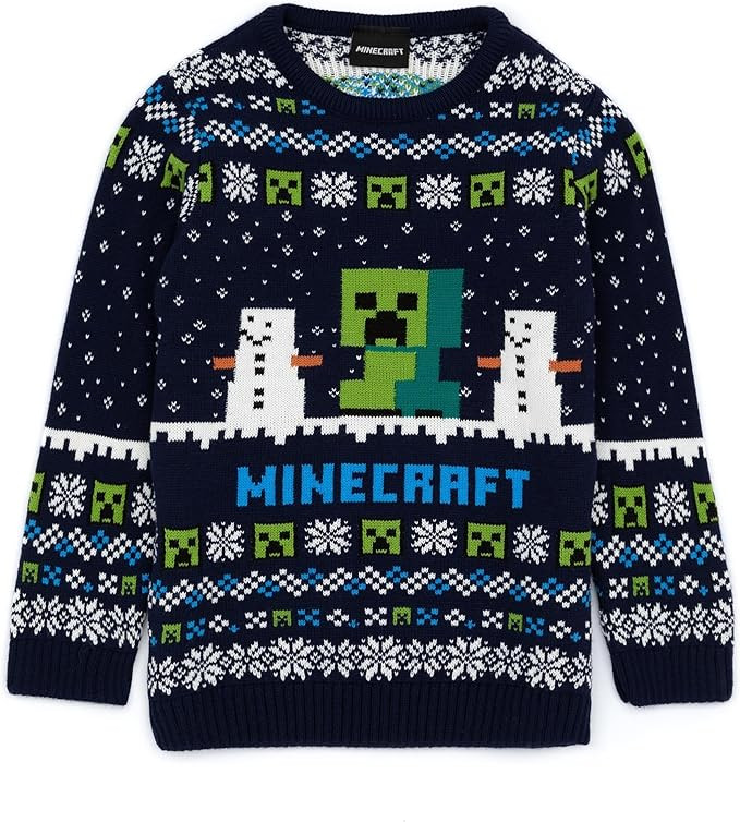 Minecraft Boys Christmas Jumper Style Options Kids Creeper & Snowmen Characters Knitted Sweater |... | Amazon (US)