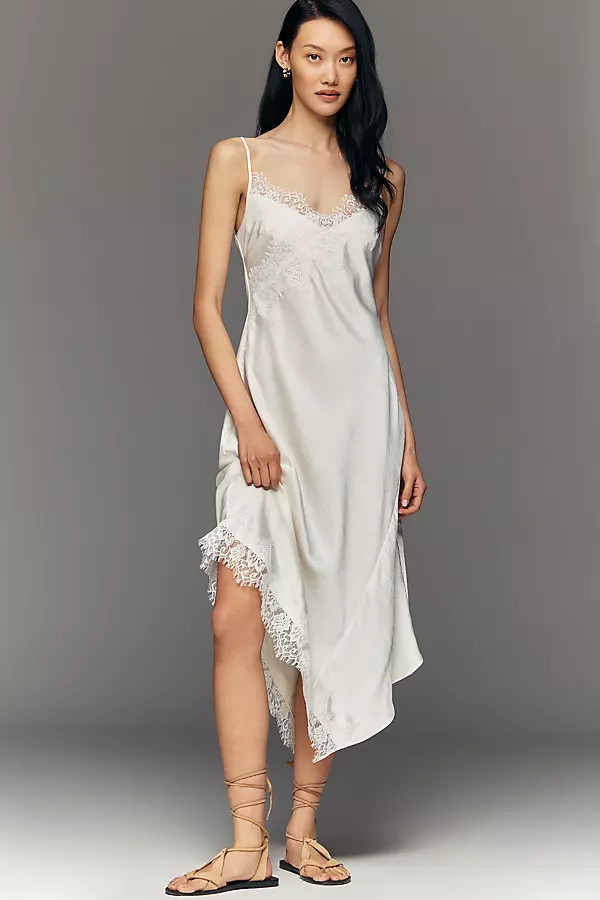 Asymmetric Sleeveless Lace Slip Dress | Anthropologie (US)