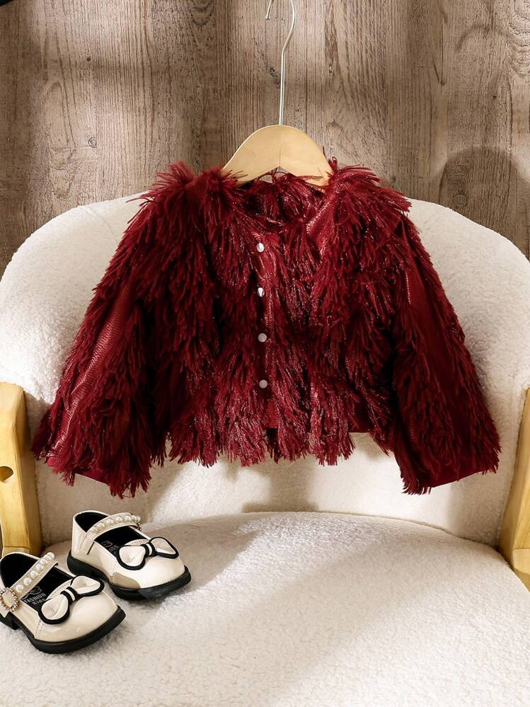 SHEIN Glamorique Kids Baby Girl Toddler Autumn/Winter Versatile Thick Warm Plush Shawl Jacket, Fa... | SHEIN