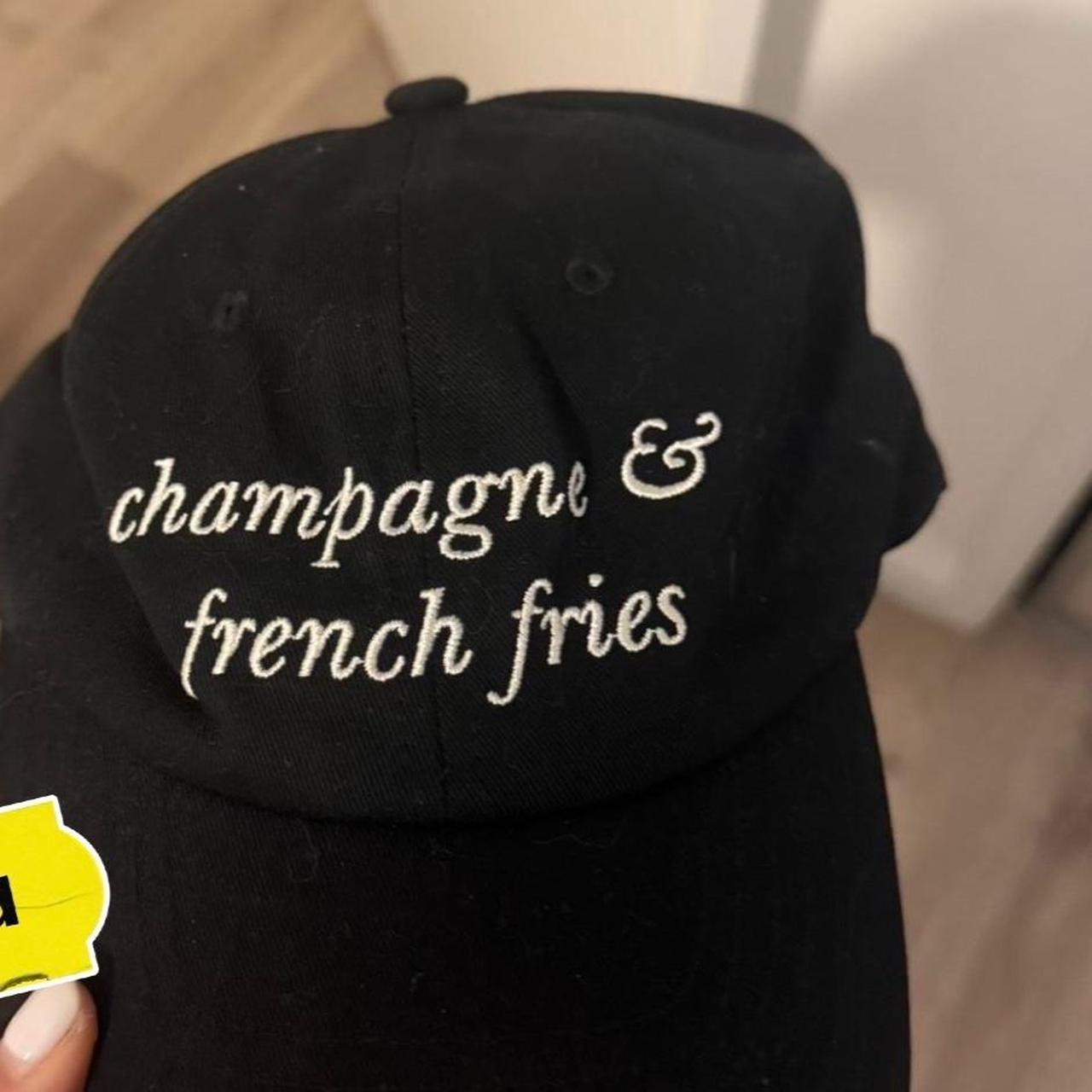 Black baseball cap with white embroidered text... | Depop | Depop US