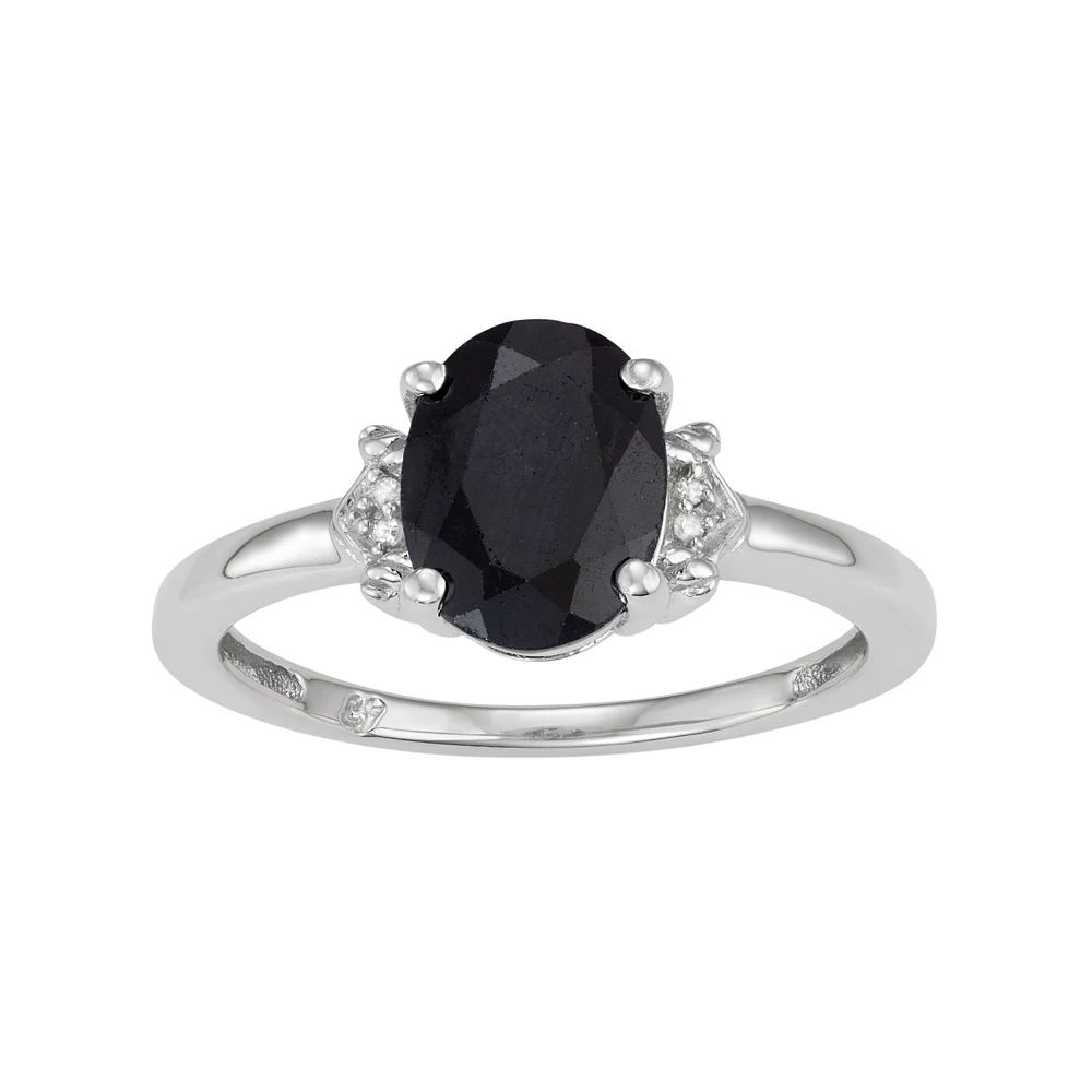 Sterling Silver Black Sapphire & Diamond Accent Oval Ring | Kohl's
