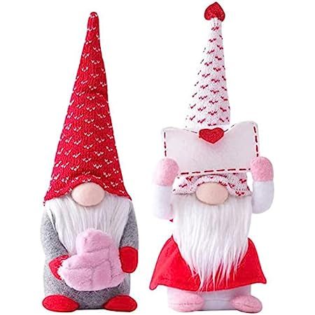 Swqotoq 2 Pcs Valentines Day Decor Valentine Gnomes Plush Decorations, Handmade Valentine's Day Deco | Amazon (US)