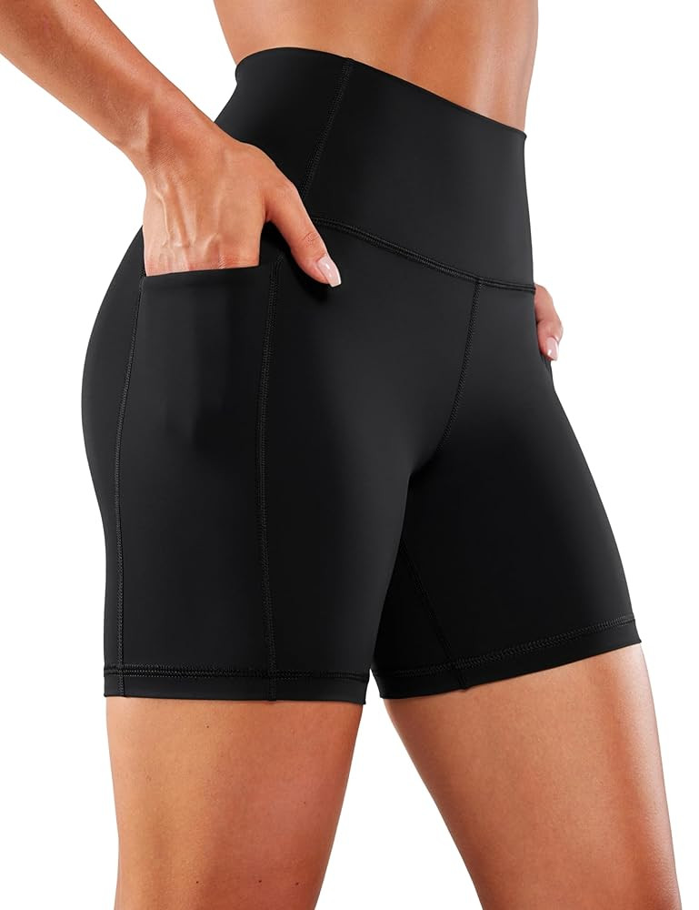CRZ YOGA Women's Naked Feeling Biker Shorts with Pockets 6'' - High Waisted Yoga Gym Workout Span... | Amazon (US)