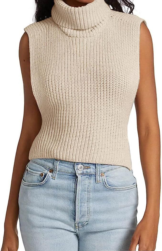 MACNOORA Womens Sleeveless Sweater Vest Turtleneck Ribbed Knit Tank Tops Basic Slim Fit Top | Amazon (US)