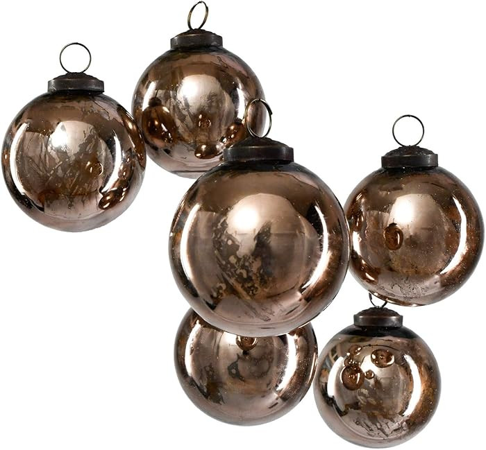 Serene Spaces Living Set of 6 Antique Bronze Mercury Glass Christmas Ball Ornament for Window Box... | Amazon (US)