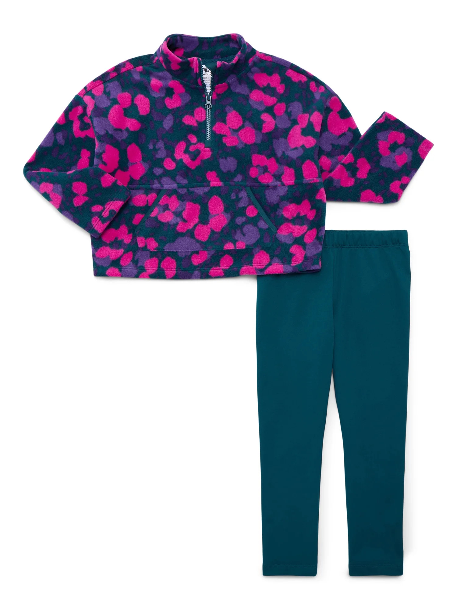 Athletic Works Girls Microfleece Pullover and Cozy Leggings Set, 2-Piece, Sizes 4-18 & Plus | Walmart (US)