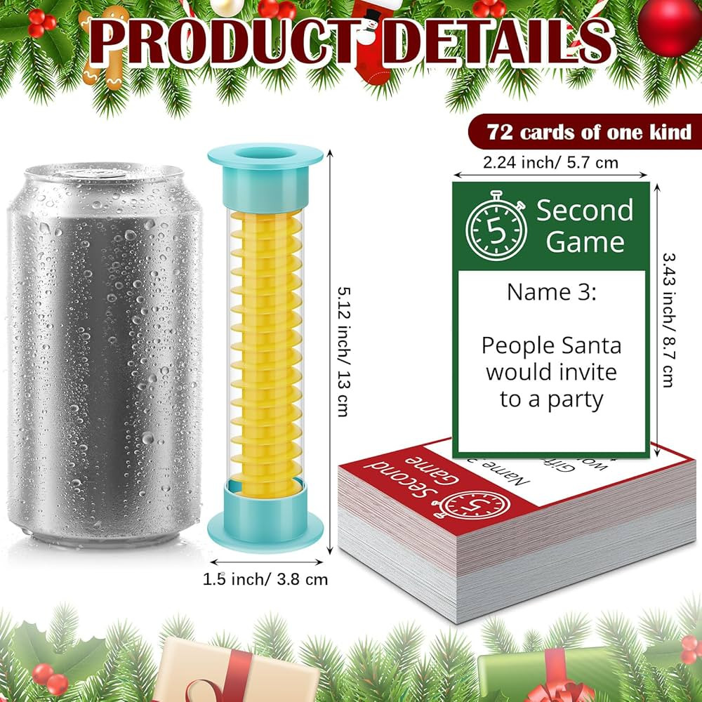 Christmas 5 Second Game, Funny Christmas Party Games 72 Cards and 5 Second Hourglass Family Card ... | Amazon (US)