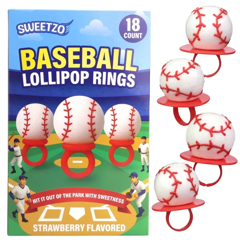 Baseball Lollipop Rings, Sports Team Party Favor Candy, 18 Count, 8.89 Ounce Box | Walmart (US)