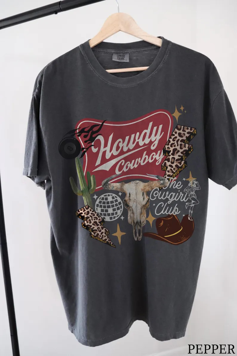 Western Collage Graphic Tee | Comfort Colors Country Tee | Vintage Cowboy Skull Disco Shirt | Rod... | Etsy (Global)