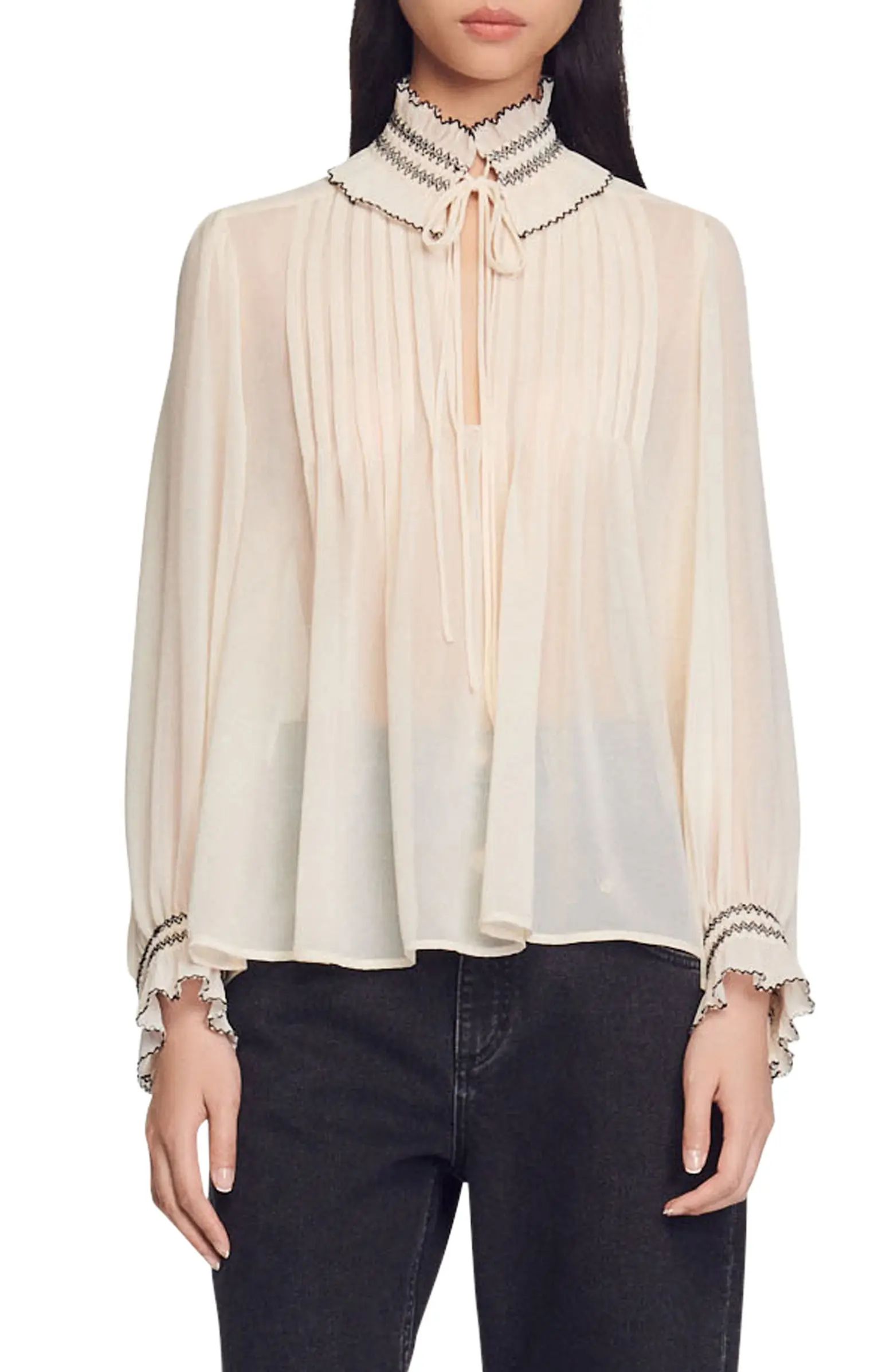 Jacinthe Split Neck Blouse | Nordstrom