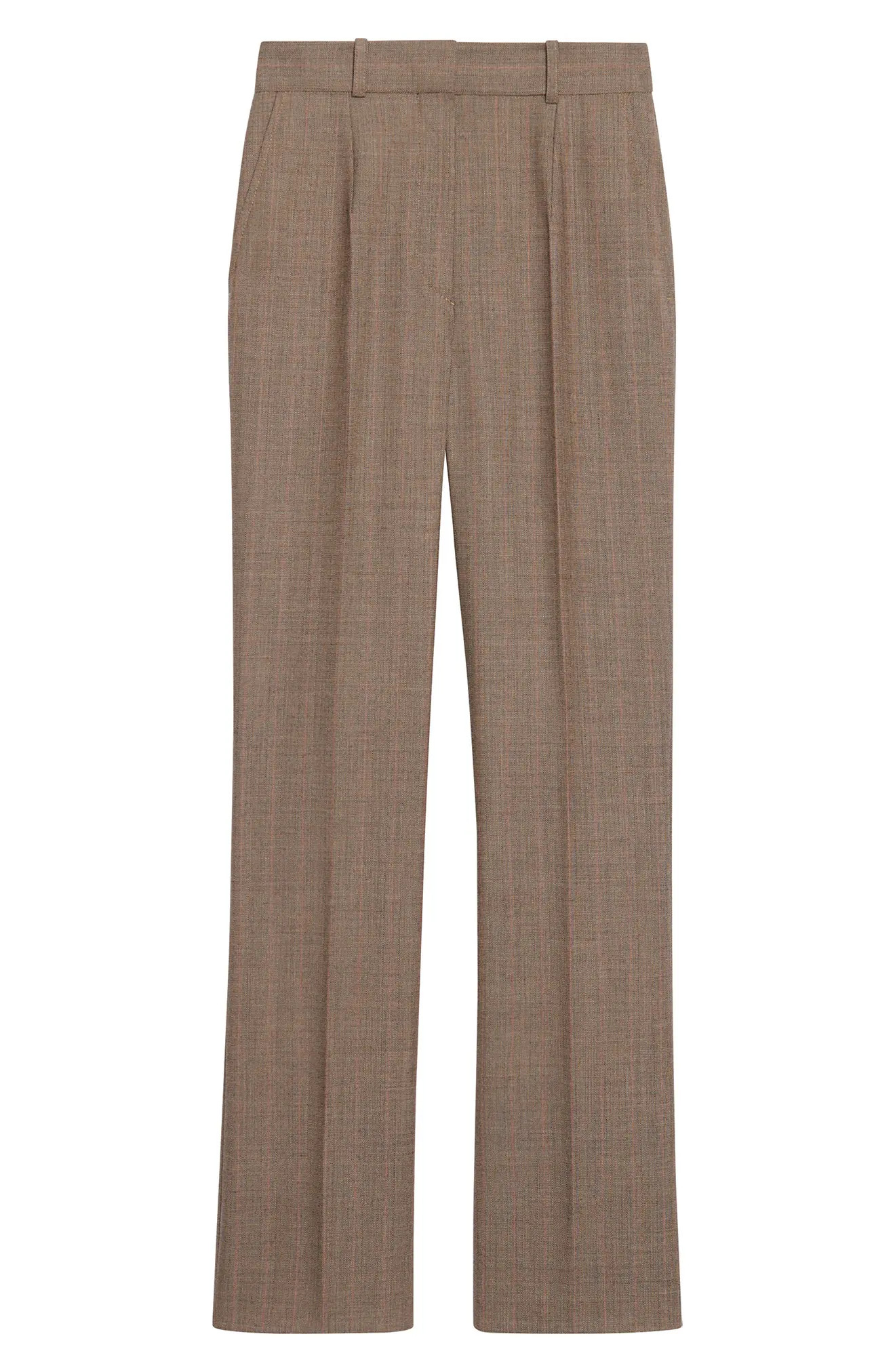 sandro Smart Windowpane Plaid Trousers, Size 4 Us in Taupe at Nordstrom | Nordstrom