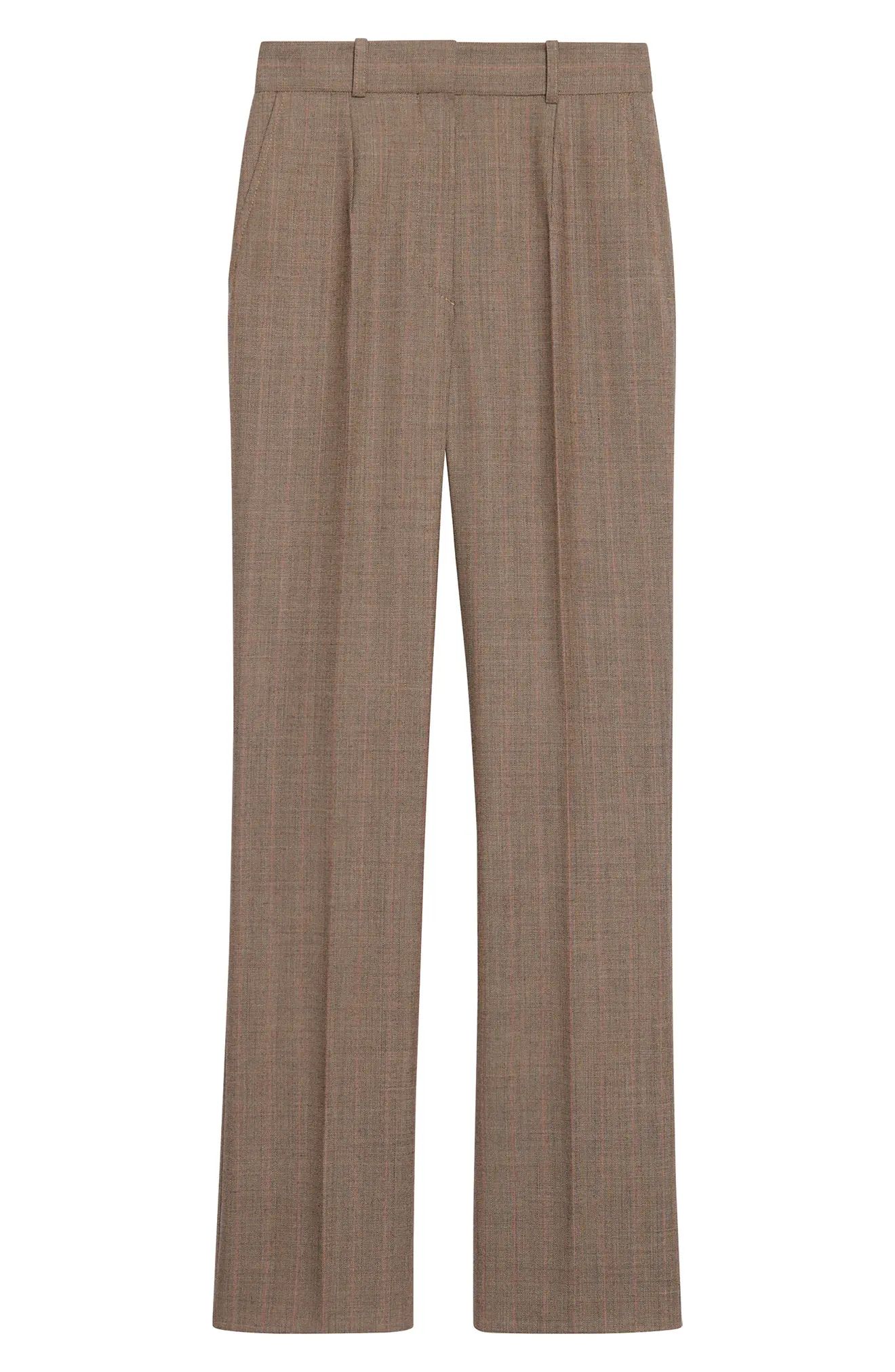 sandro Smart Windowpane Plaid Trousers, Size 4 Us in Taupe at Nordstrom | Nordstrom