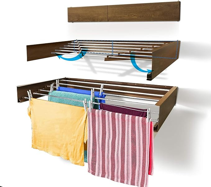 Step Up Laundry Drying Rack, Wall Mounted, Retractable Clothes Drying Rack, 60lbs Capacity, 20 Li... | Amazon (US)