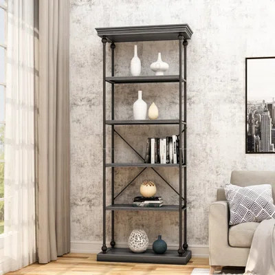 Traxler Industrial 5 Shelf Firewood Etagere Bookcase Gracie Oaks Color: Pewter Gray | Wayfair North America