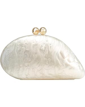 Acrylic Pearl Clutch Purses Women Shell-shaped Evening Handbag Evening Clutch Bag with Chain for ... | Amazon (US)