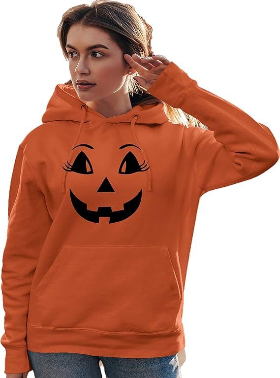 Go All Out Adult Female Jack O Lantern Pumpkin Funny Halloween Sweatshirt Hoodie | Amazon (US)