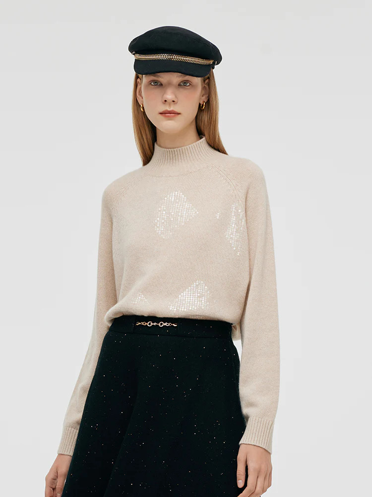Cashmere Sequins Women Sweater | GOELIA