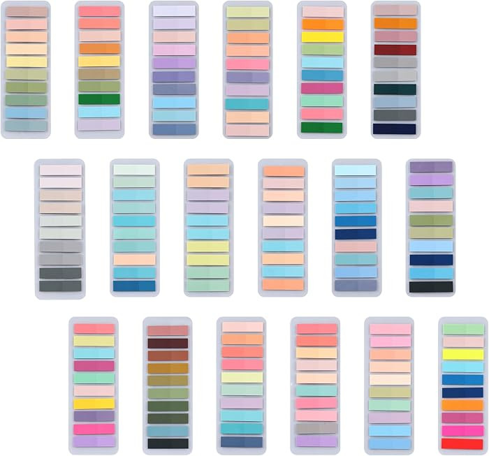 3600Pcs Sticky Tabs, 180 Color Book Tabs, Repositionable Sticky Note,Fluorescent Index Tab Sticke... | Amazon (US)
