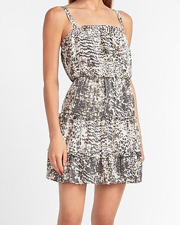 Animal Print Tiered Mini Dress | Express