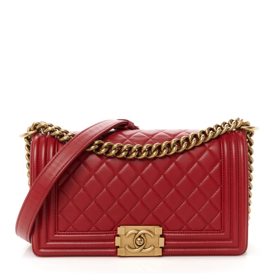 Lambskin Quilted Medium Boy Flap Red | FASHIONPHILE (US)