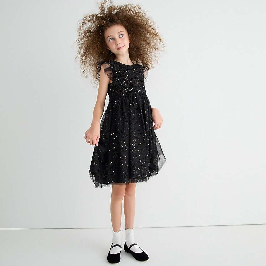 Star flutter-sleeve dress with metallic foil | J. Crew US