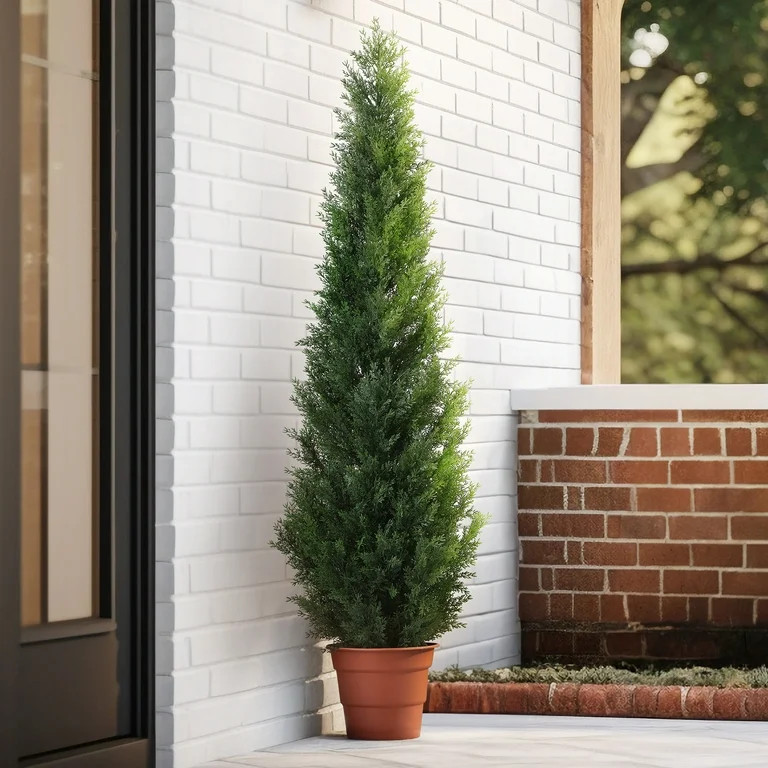 Artificial Cedar Tree 5 FT Artificial Cedar Topiary Trees for Outdoors Potted Fake Cypress Trees ... | Walmart (US)
