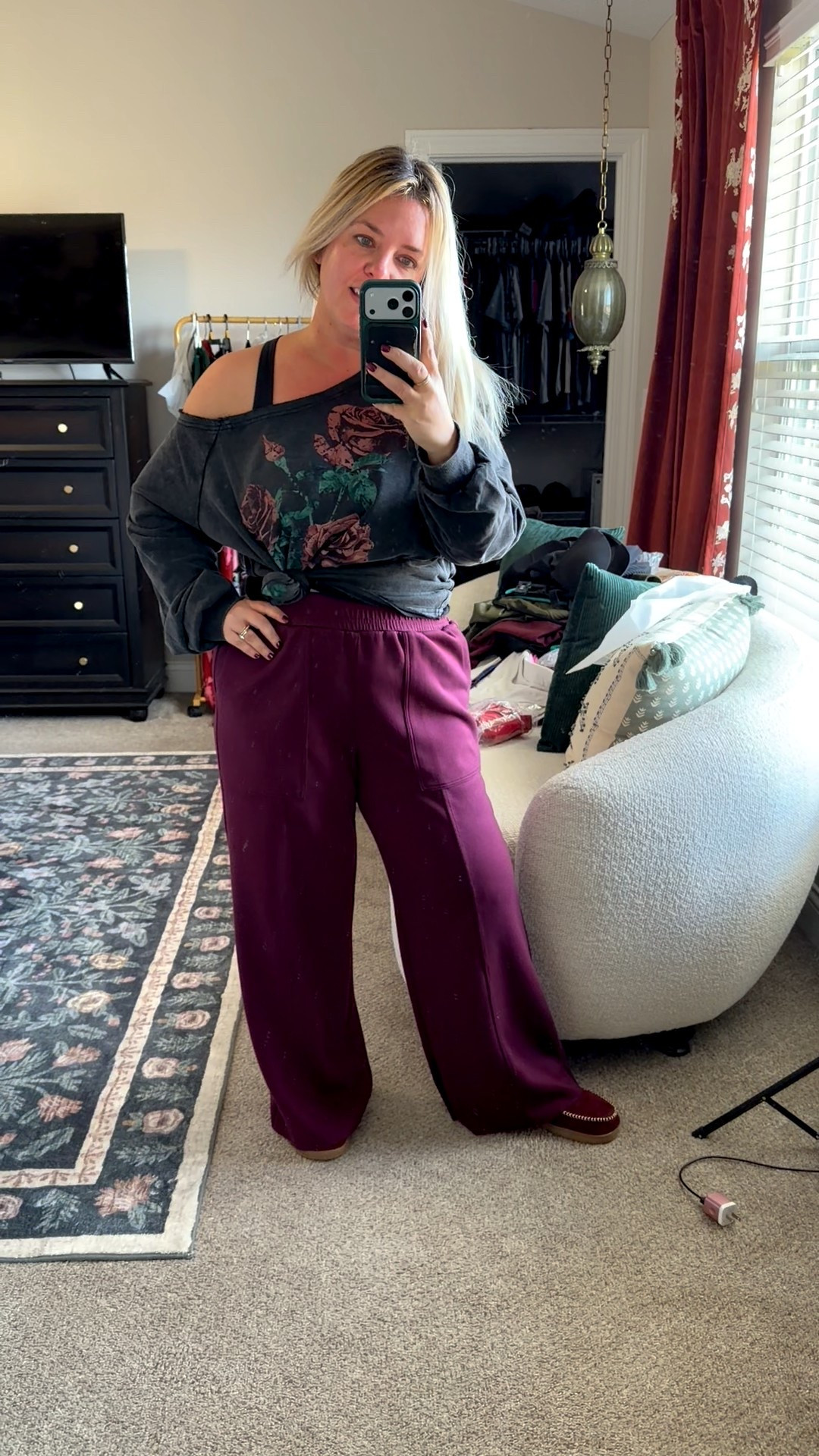 Cute 🤝 cozy for football Sat! I loooove this SHEIN tunic that I knotted & these Amazon pants are super thick & soft (think Spanx Air) & don’t show lumps & bumps like other versions! These were too long so I literally cut them off with scissors 🤷🏼‍♀️🤣 And my fav brand of slippers from Walmart are memory foam & so soft inside + a true sole for support! 

*wearing my true lg in all & reminder - don’t be afraid of SHEIN! I linked all the casual styles from my recent order that I loved & its free returns!! 

#LTKmomlife #LTKPetite #LTKMidsize