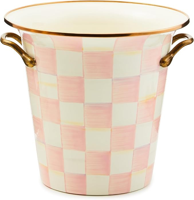 MACKENZIE-CHILDS Wine Cooler, Champagne and Wine Bucket, Ice Bucket, Pink-and-White Rosy Check | Amazon (US)
