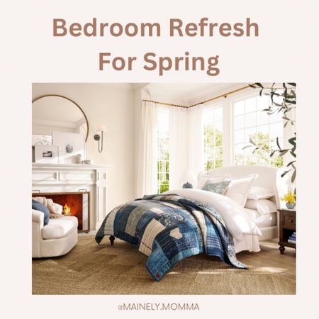 Bedroom refresh for spring! 
This patch work bedding in all the blues is perfect for a spring bedding makeover! 

#bed #bedroom #bedding #spring #refresh #quilt #sheets #pillows #blankets 

#LTKfamily #LTKstyletip #LTKhome