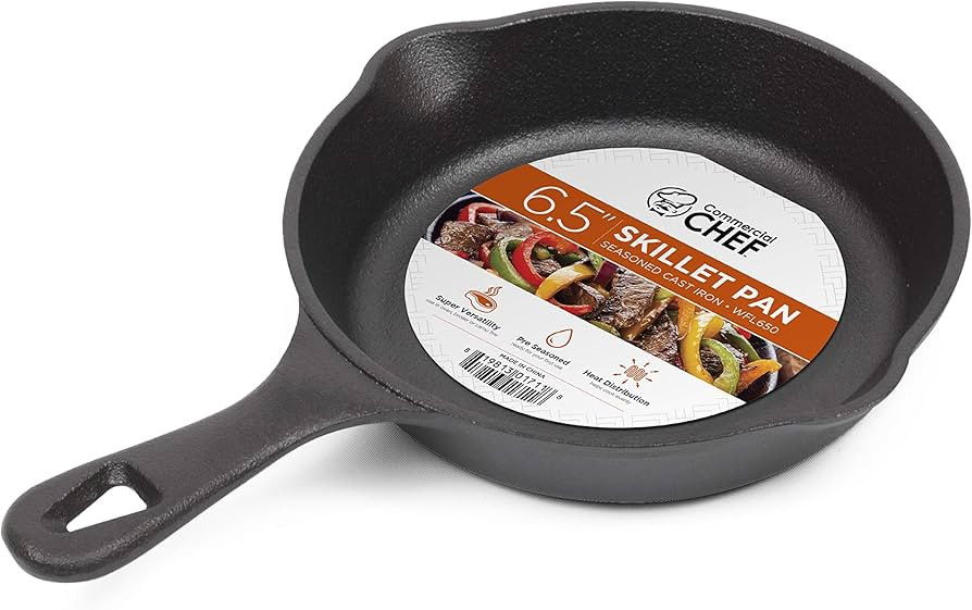 Commercial CHEF 6.5 Inch Cast Iron Skillet, Black | Amazon (US)