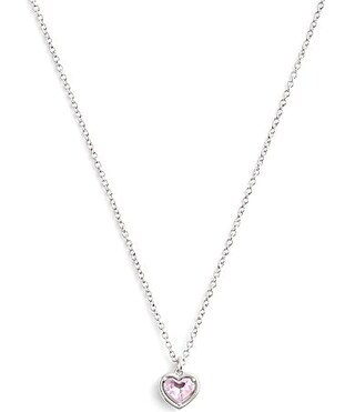 COACH Halo Stone Heart Short Pendant Necklace - Pink/Silver | Dillard's