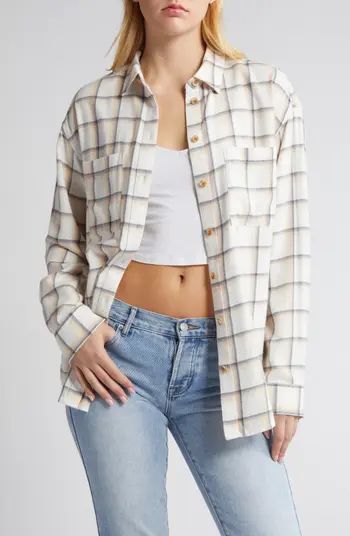 Plaid Oversize Cotton Flannel Button-Up Shirt | Nordstrom