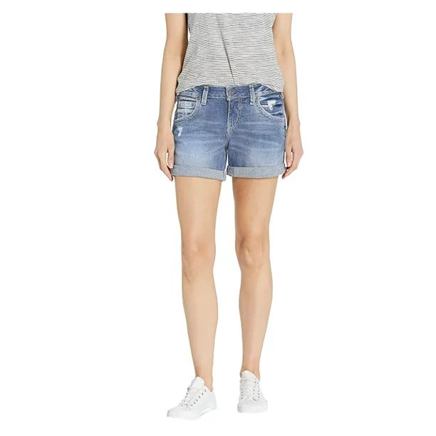 Women Ripped with Pockets Denim Shorts Rolled Up Stretchy Jean Shorts for Women - Walmart.com | Walmart (US)