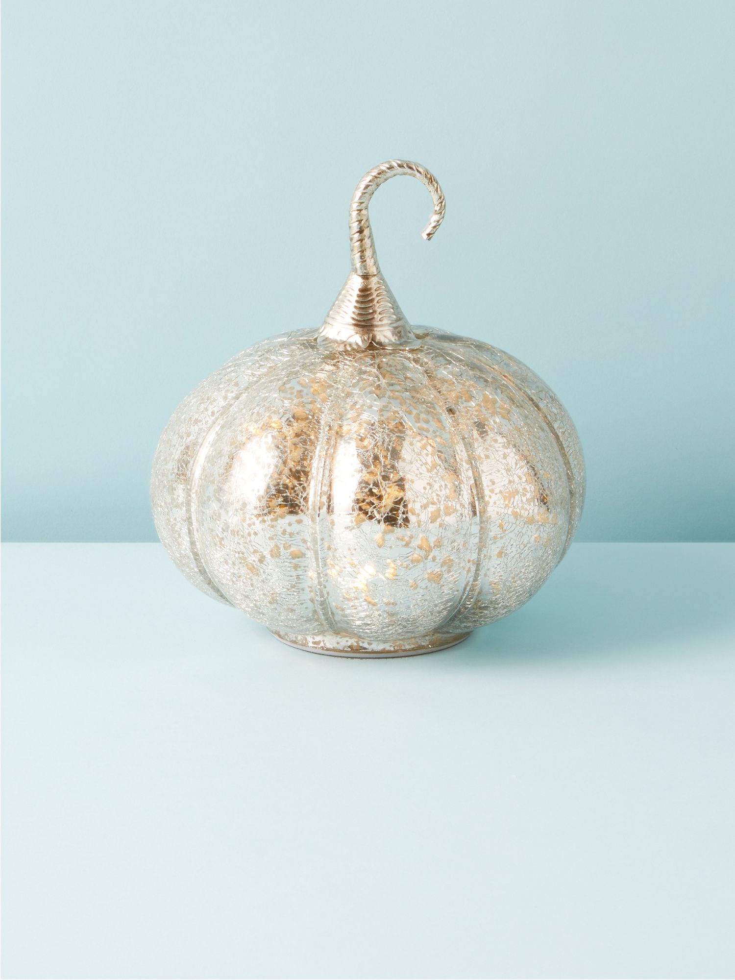 7x7 Led Crackle Glass Pumpkin With Stem | Seasonal Decor | HomeGoods | HomeGoods
