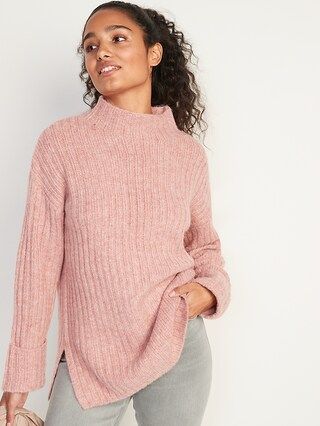 Mock-Neck Ribbed Tunic Sweater for Women | Old Navy (US)
