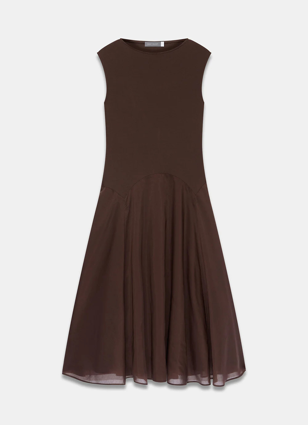 Brown Sleeveless Midi Dress | Mint Velvet