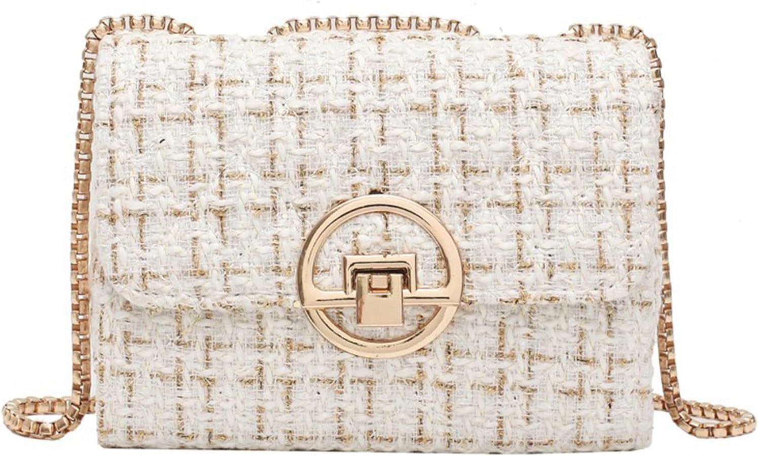Women Tweed Pearl Purses and Handbags Ladies Fashion Top Handle Chain Satchel Shoulder Bag Crossb... | Amazon (US)