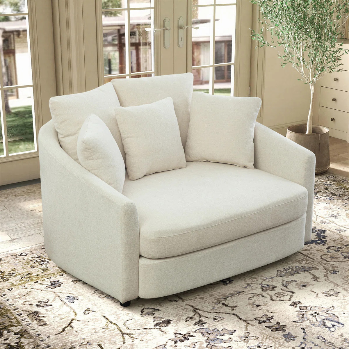 56.3" W Modern Chenille Accent Chair With 5 Pillows | Wayfair North America