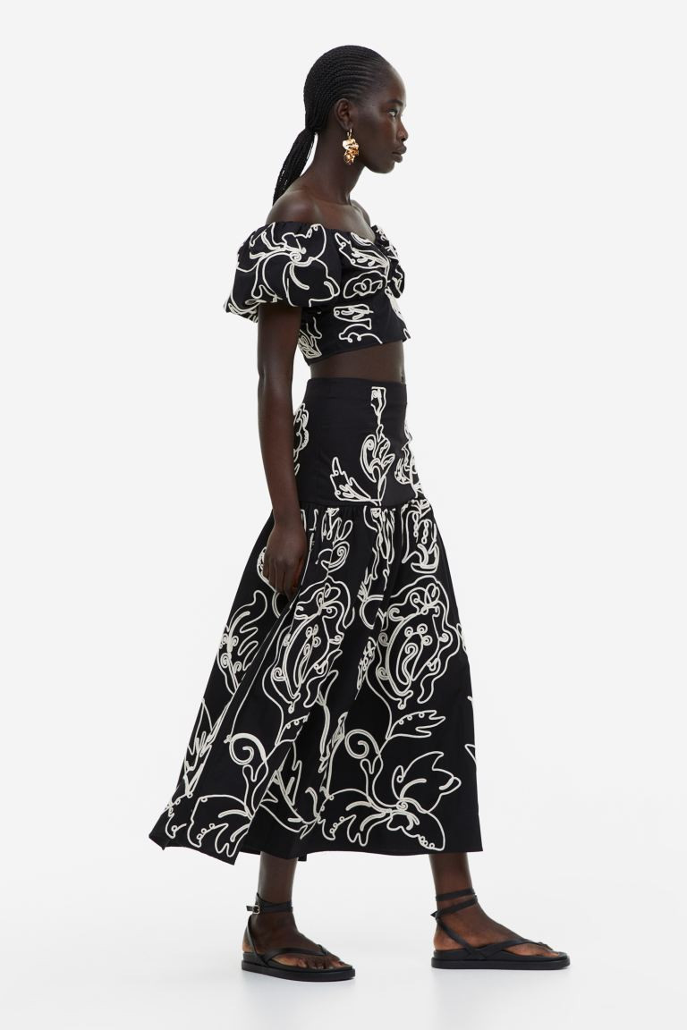 Maxirok met borduursel | H&M (DE, AT, CH, NL, FI)